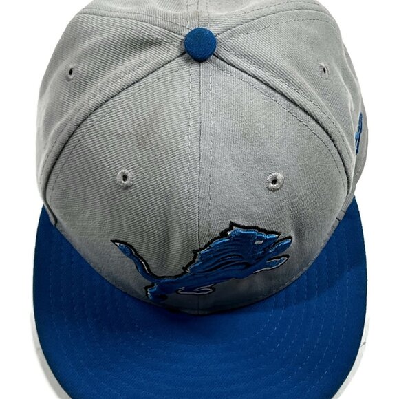 New Era Detroit Lions 59Fifty Fitted Hat Sz 7 Gray Blue Cap NFL Football Men - Picture 2 of 13